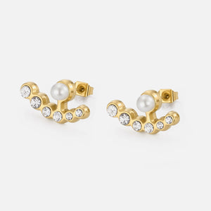 Ohrstecker Perle mit Steinchen Gold