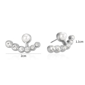 Ohrstecker Perle mit Steinchen Silber