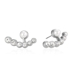 Ohrstecker Perle mit Steinchen Silber