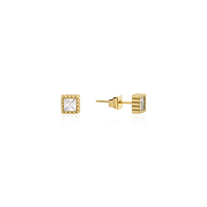 Quadratische Ohrstecker Diamant 3mm Gold