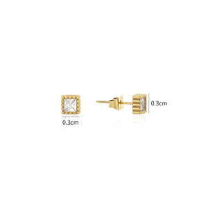 Quadratische Ohrstecker Diamant 3mm Gold