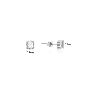Quadratische Ohrstecker Diamant 3mm Silber
