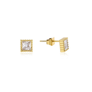 Quadratische Ohrstecker Diamant 4mm Gold