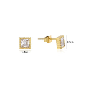 Quadratische Ohrstecker Diamant 4mm Gold