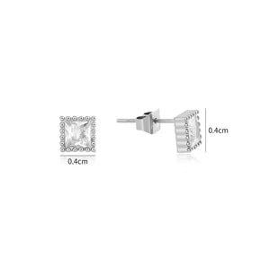 Quadratische Ohrstecker Diamant 4mm Silber