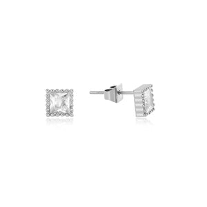 Quadratische Ohrstecker Diamant 4mm Silber