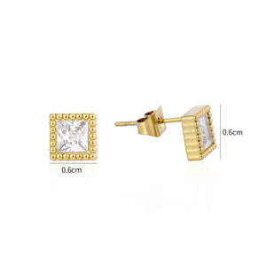 Quadratische Ohrstecker Diamant 6mm Gold