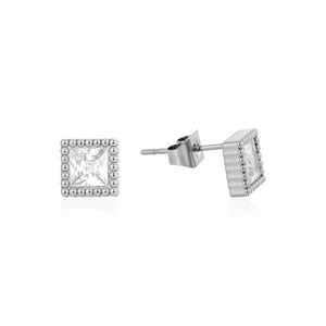 Quadratische Ohrstecker Diamant 6mm Silber