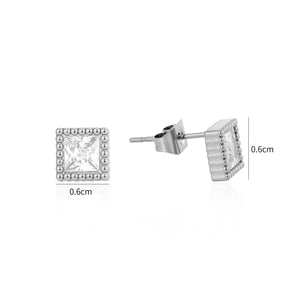 Quadratische Ohrstecker Diamant 6mm Silber