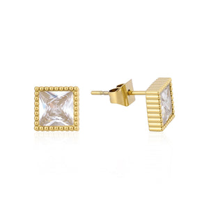Quadratische Ohrstecker Diamant 8mm Gold