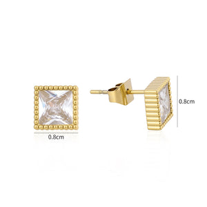 Quadratische Ohrstecker Diamant 8mm Gold