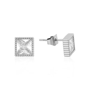 Quadratische Ohrstecker Diamant 8mm Silber