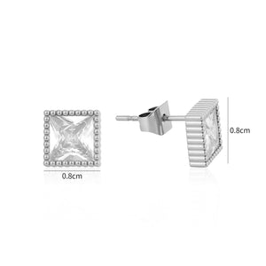 Quadratische Ohrstecker Diamant 8mm Silber