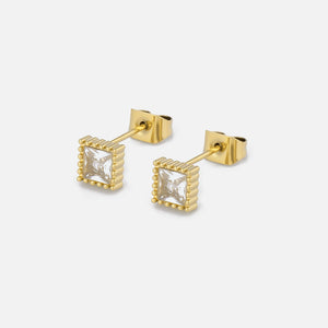 Quadratische Ohrstecker Diamant Gold