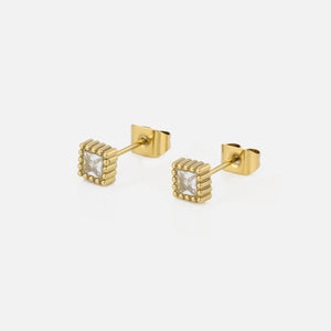 Quadratische Ohrstecker Diamant Gold