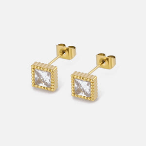 Quadratische Ohrstecker Diamant Gold