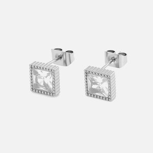 Quadratische Ohrstecker Diamant Silber