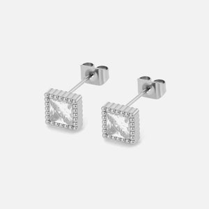 Quadratische Ohrstecker Diamant Silber