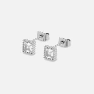 Quadratische Ohrstecker Diamant Silber