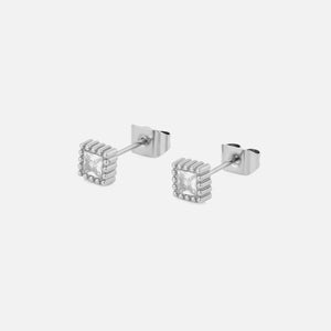 Quadratische Ohrstecker Diamant Silber