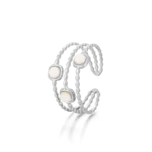 Ring drei weißen Edelsteinen Silber