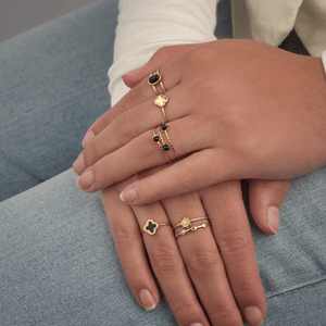 Ring Kleeblatt Gold/schwarz