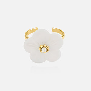 Ring weiße Blume Gold