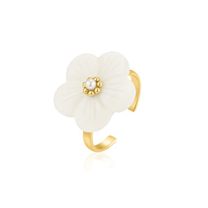 Ring weiße Blume Gold