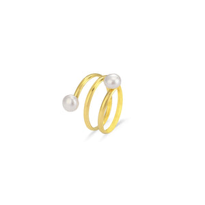 Ring zwei Perle geformt Gold
