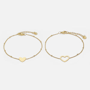 Set Armbändern Herz Gold
