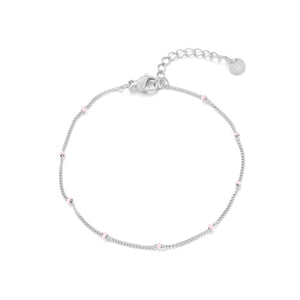Silberarmband mit rosa Kugeln