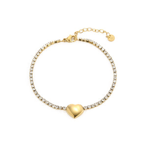 Tennisarmband mit Herz Gold
