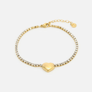 Tennisarmband mit Herz Gold