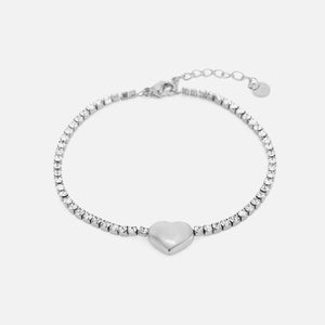 Tennisarmband mit Herz Silber