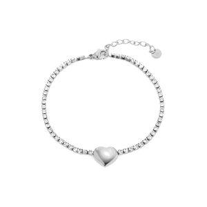 Tennisarmband mit Herz Silber