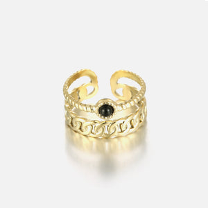 Zweischichtiger Gliederring Gold/Schwarz