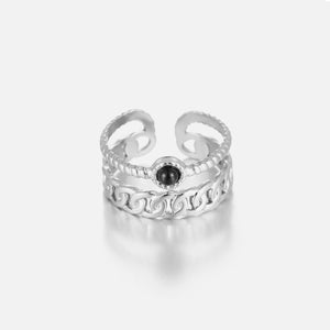 Zweischichtiger Gliederring Silber/Schwarz