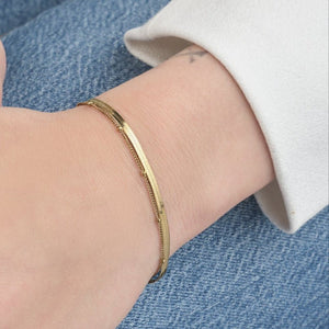 Zweischichtiges Armband Flach und Kugeln Gold